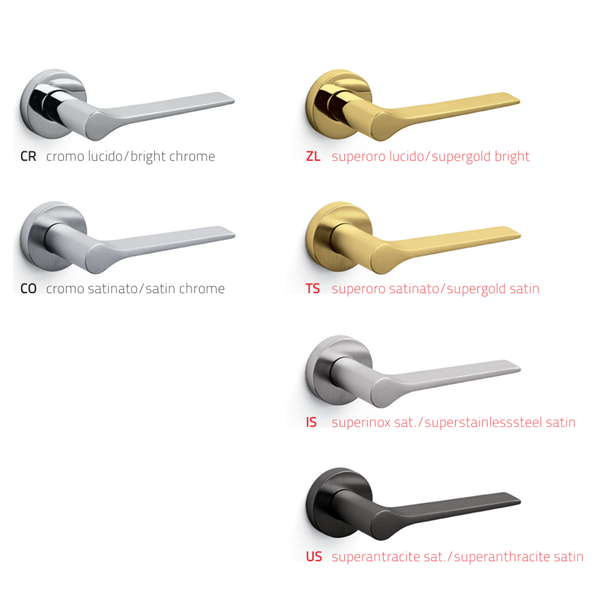 Lama M107 Lever Handle on Rose Finishes