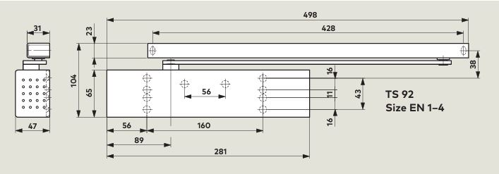 TS92 2-4 Surface Door Closer dwg