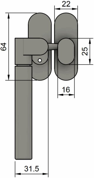Addison Casement Fastener DWG Front