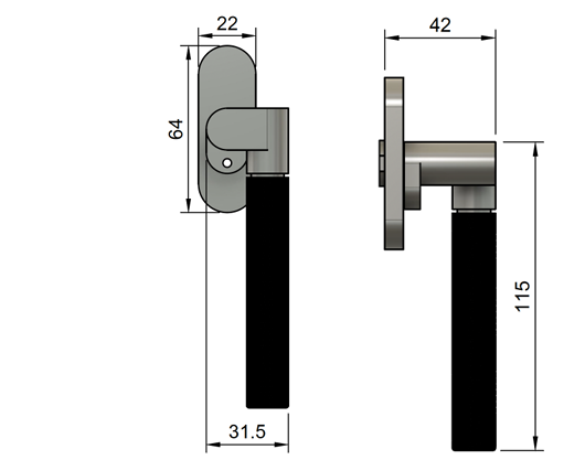 Carlos WES Knurled Casement Fastener – Espagnolette dwg