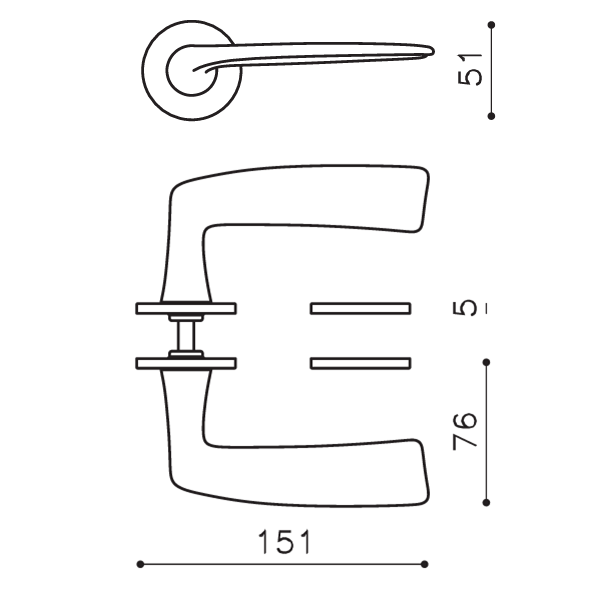 MISS M281B Lever Handle on Low Rose DWG