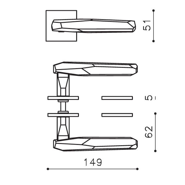 ROCK M281B Lever Handle on Low Rose DWG
