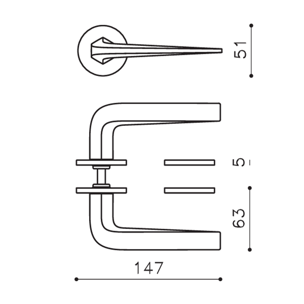 SIX M280B Lever on Low Rose DWG